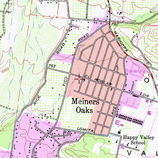 Topographic Map of First Missionary Baptist Church, CA