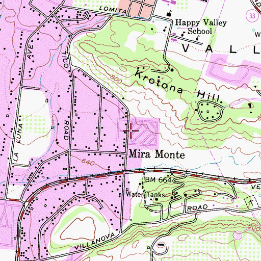 Topographic Map of Golden Oaks Mobile Estates, CA