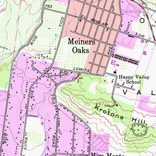Topographic Map of Oak Grove School, CA