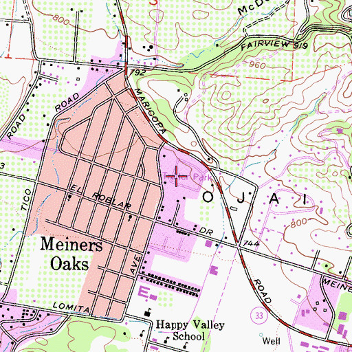 Topographic Map of Ojai Valley Estates Mobile Home Park, CA