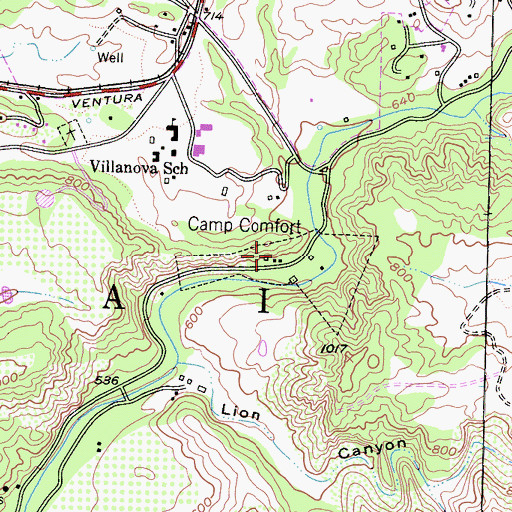 Topographic Map of Camp Comfort Park, CA
