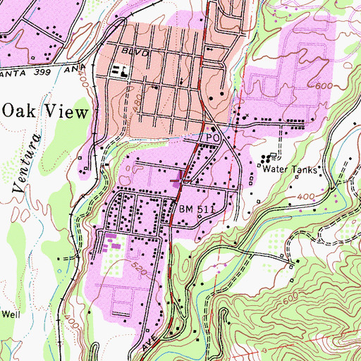 Topographic Map of Full Gospel Lighthouse Church, CA