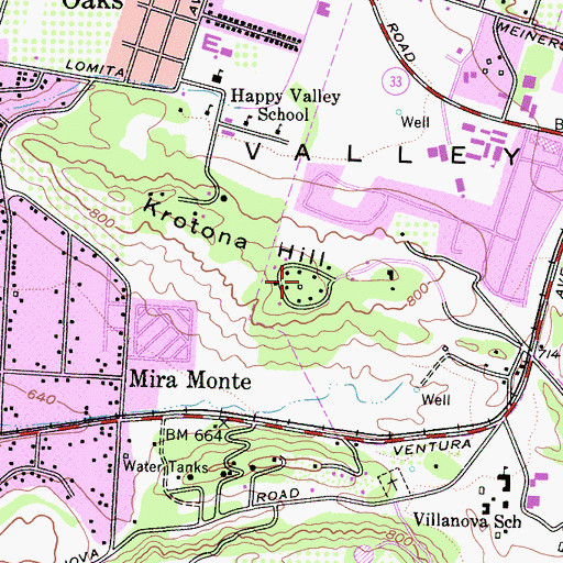 Topographic Map of Krotona Institute of Theosophy, CA