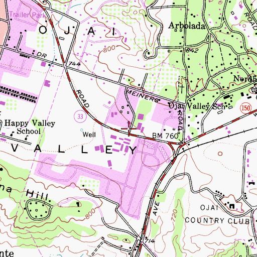 Topographic Map of Ojai Valley Community Hospital, CA
