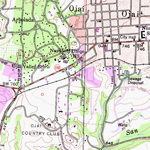 Topographic Map of Saint Andrews Episcopal Church, CA