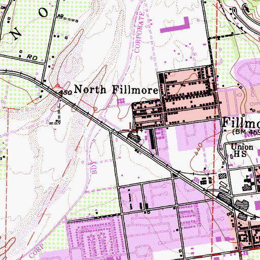 Topographic Map of Faith Miracle Revival Center, CA