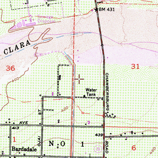 Topographic Map of Fillmore School Farm, CA