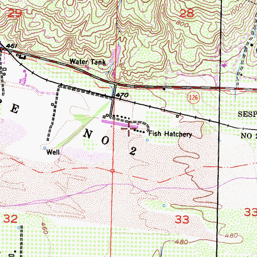 Topographic Map of Fillmore State Fish Hatchery, CA