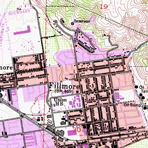 Topographic Map of First Assembly of God Church, CA