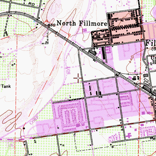 Topographic Map of First Baptist Church, CA