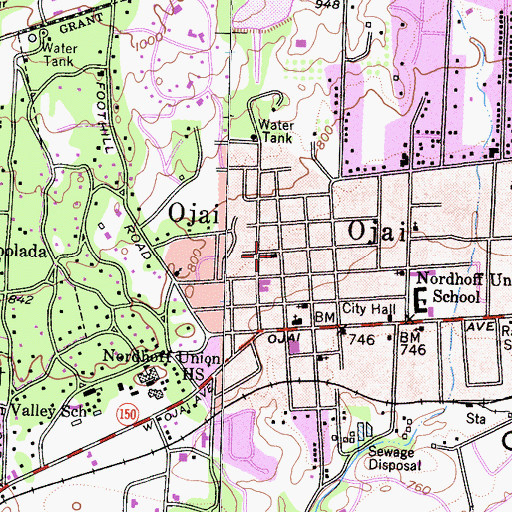 Topographic Map of First Church of Christ Scientist, CA