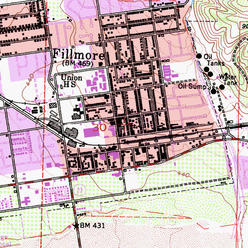 Topographic Map of First United Methodist Church, CA