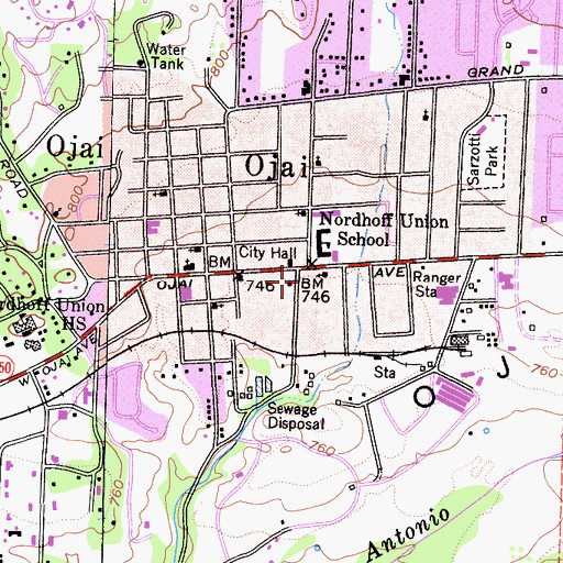Topographic Map of Four Winds Pre-School, CA