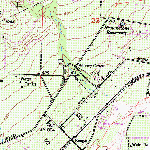 Topographic Map of Kenney Grove Park, CA