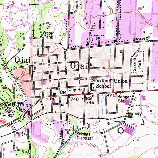 Topographic Map of Ojai Valley Restoration Center, CA