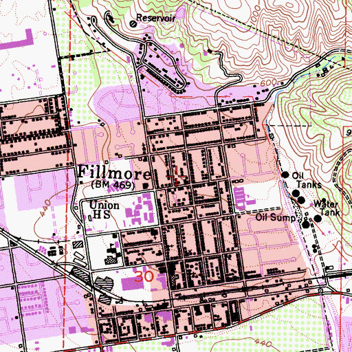 Topographic Map of Trinity Episcopal Church, CA