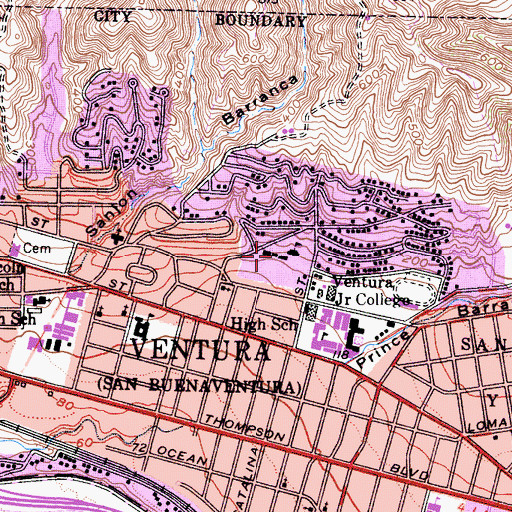 Topographic Map of Academy of Saint Catherines by the Sea, CA