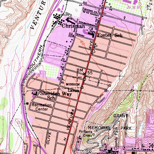 Topographic Map of Avenue Community Church, CA