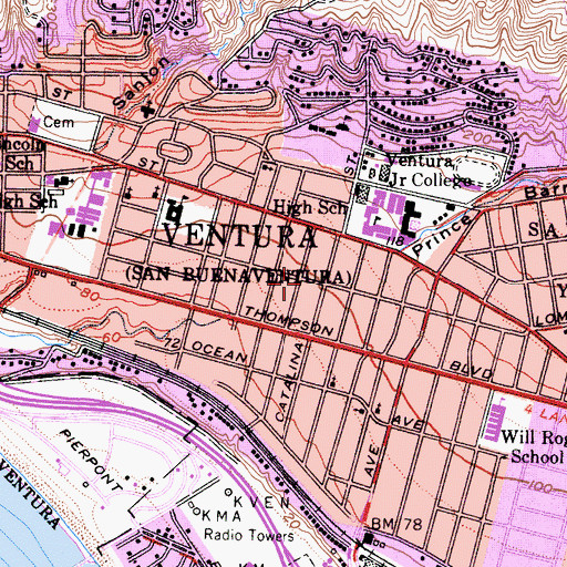 Topographic Map of Church of Christ, CA
