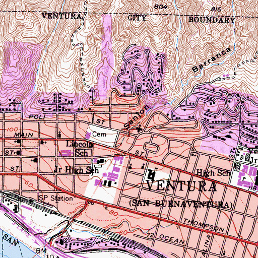 Topographic Map of Community Presbyterian Church, CA