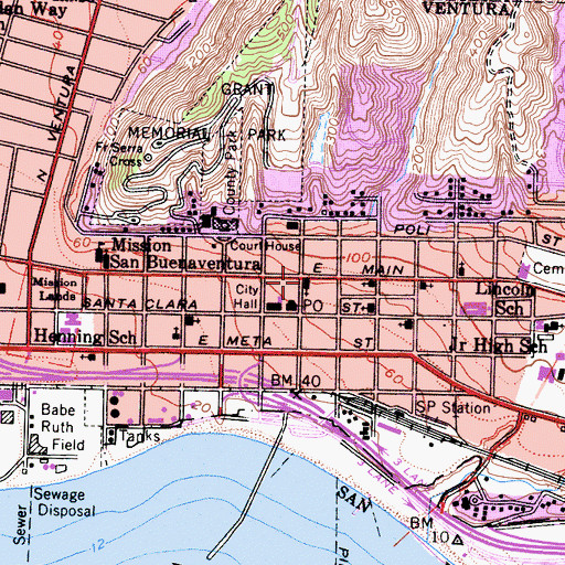 Topographic Map of First Church of Christ Scientist, CA
