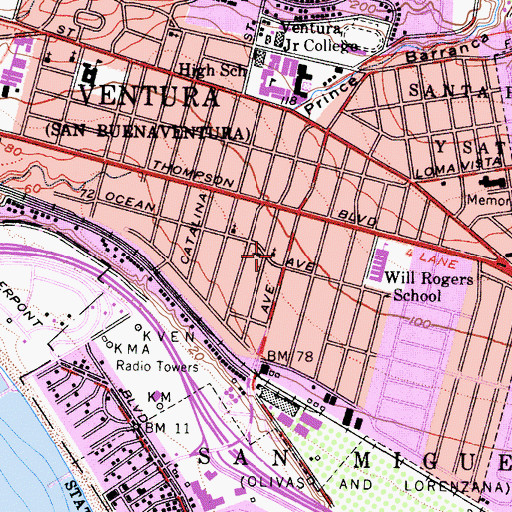 Topographic Map of First Church of the Nazarene, CA