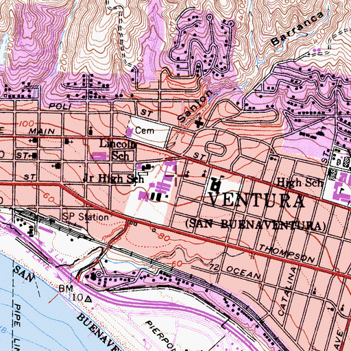 Topographic Map of First Lutheran Church, CA