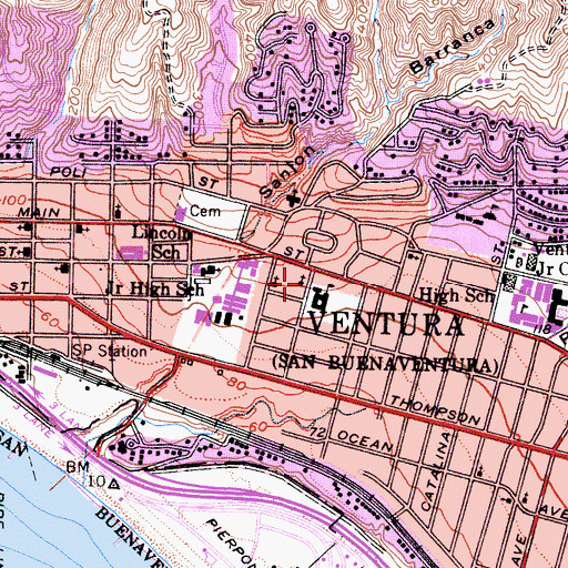 Topographic Map of Grace Baptist Church, CA