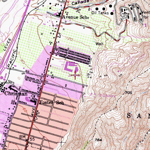 Topographic Map of Harry A Lyon Park, CA