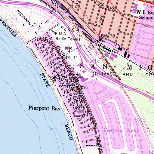 Topographic Map of Marina Village Shopping Center, CA