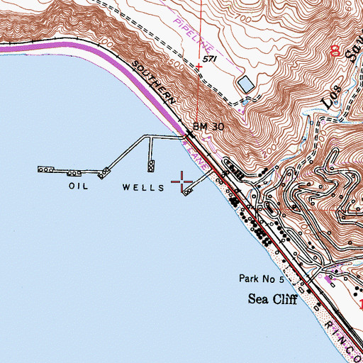 Topographic Map of Mobil Pier, CA