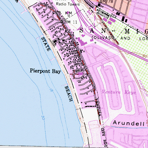 Topographic Map of Pierpont Elementary School, CA