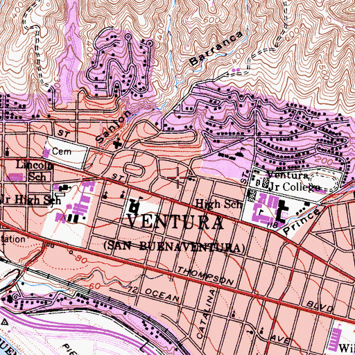 Topographic Map of Reorganized Church of Jesus Christ of Latter Day Saints, CA