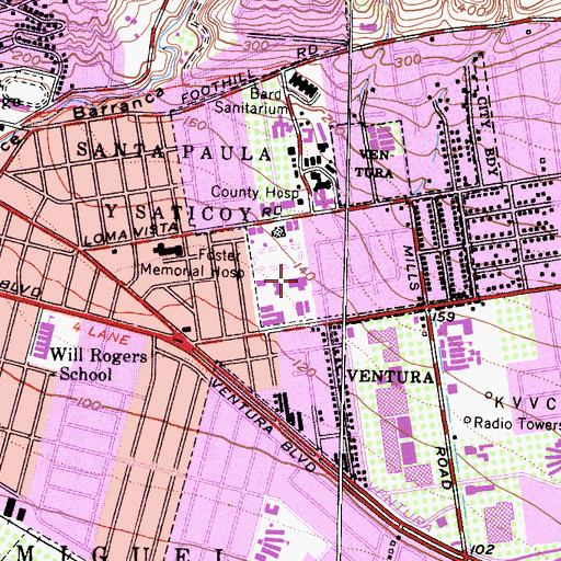 Topographic Map of Saint Bonaventure High School, CA
