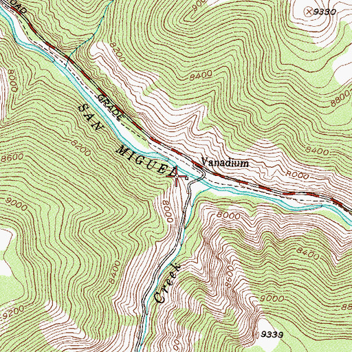 Topographic Map of Vanadium, CO