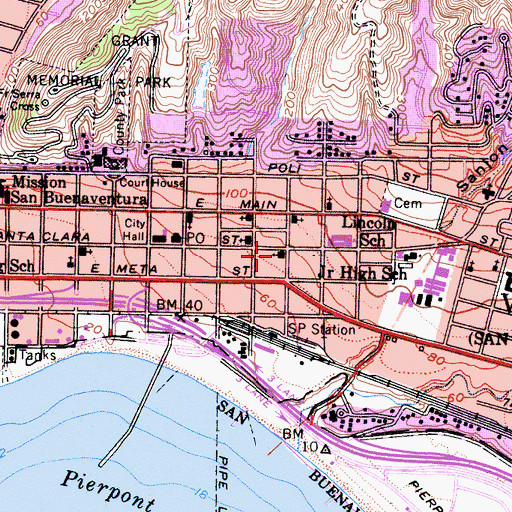 Topographic Map of Ventura County Church of Religious Science, CA