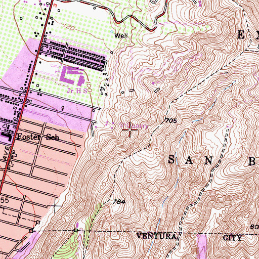 Topographic Map of Ventura First Church of Christ, CA