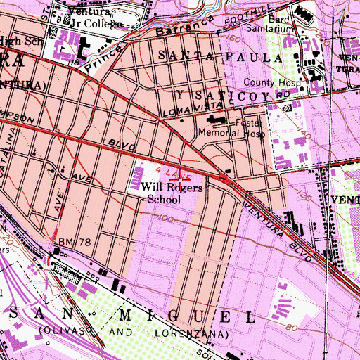 Topographic Map of Borchard Shopping Center, CA