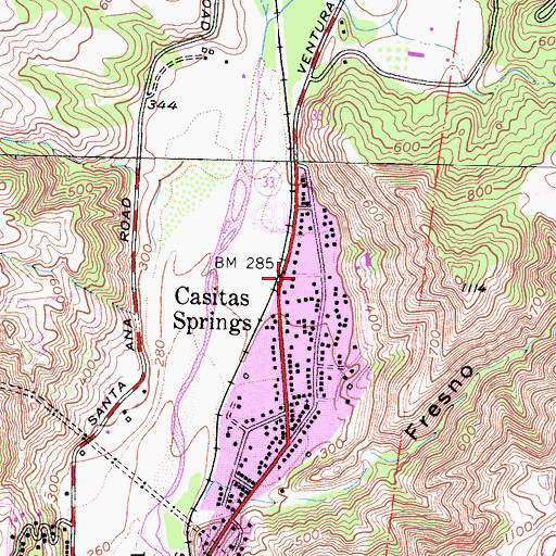 Topographic Map of Casitas Mobile Home Park, CA