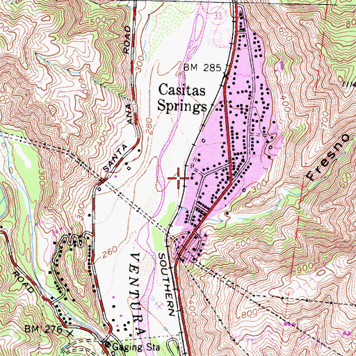 Topographic Map of Casitas Springs Community Center, CA