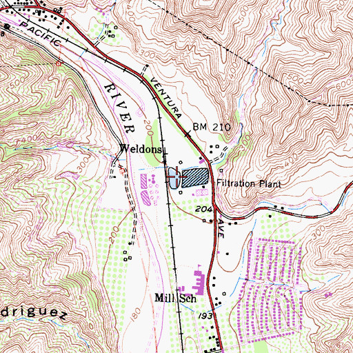 Topographic Map of City of Ventura Filtration Plant, CA