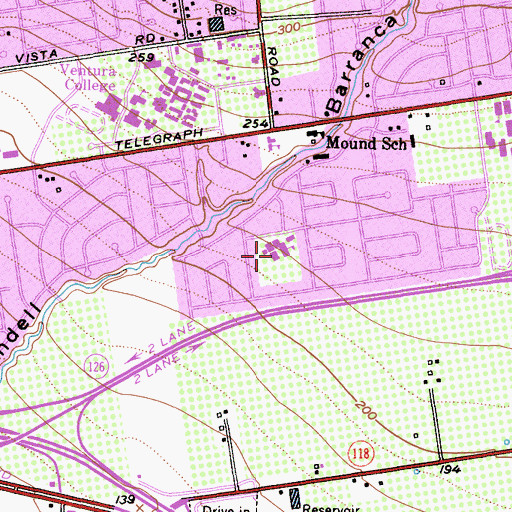 Topographic Map of Elmhurst Elementary School, CA