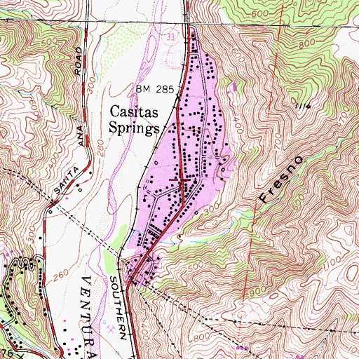 Topographic Map of First Baptist Church, CA