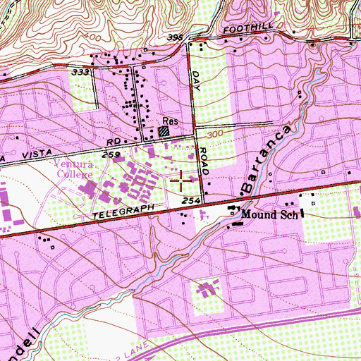 Topographic Map of H P Wright Branch Ventura County Library (historical), CA