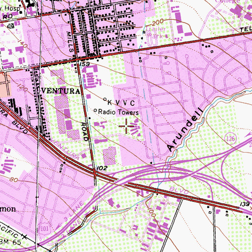 Topographic Map of Pacific High School, CA