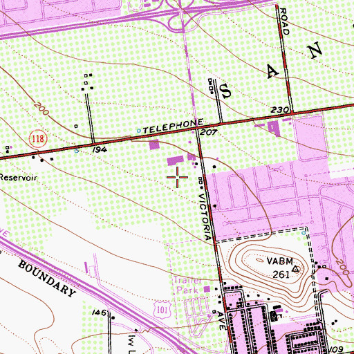 Topographic Map of Ralston Village Linear Park, CA