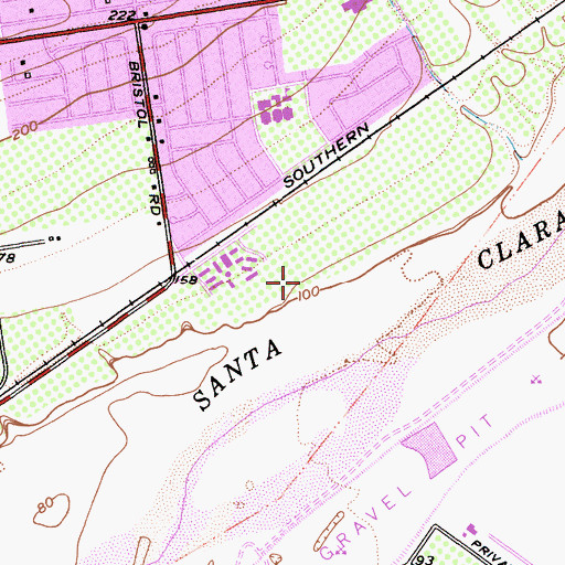 Topographic Map of Riverview Linear Park, CA