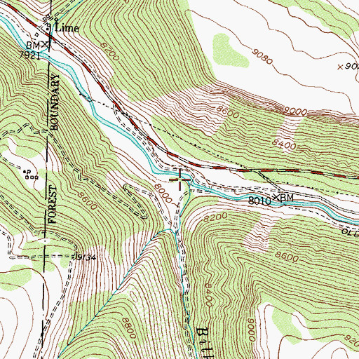 Topographic Map of Bilk Creek, CO
