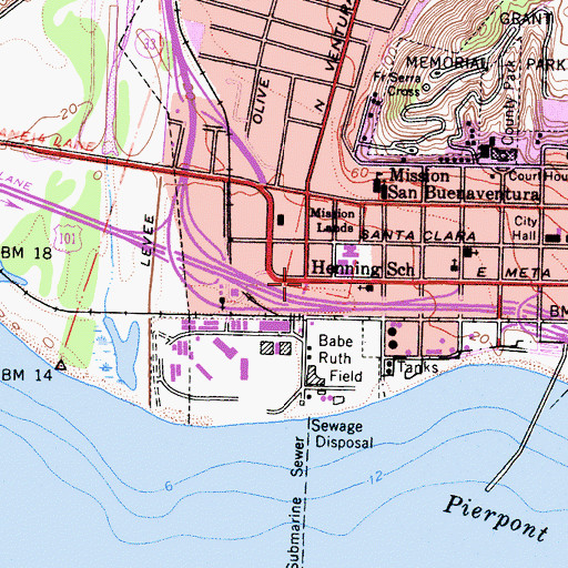 Topographic Map of Surfing Museum, CA