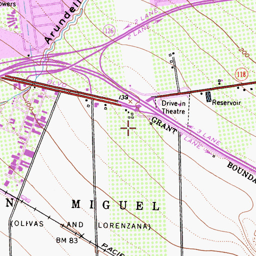 Topographic Map of Telephone Road Plaza Shopping Center, CA